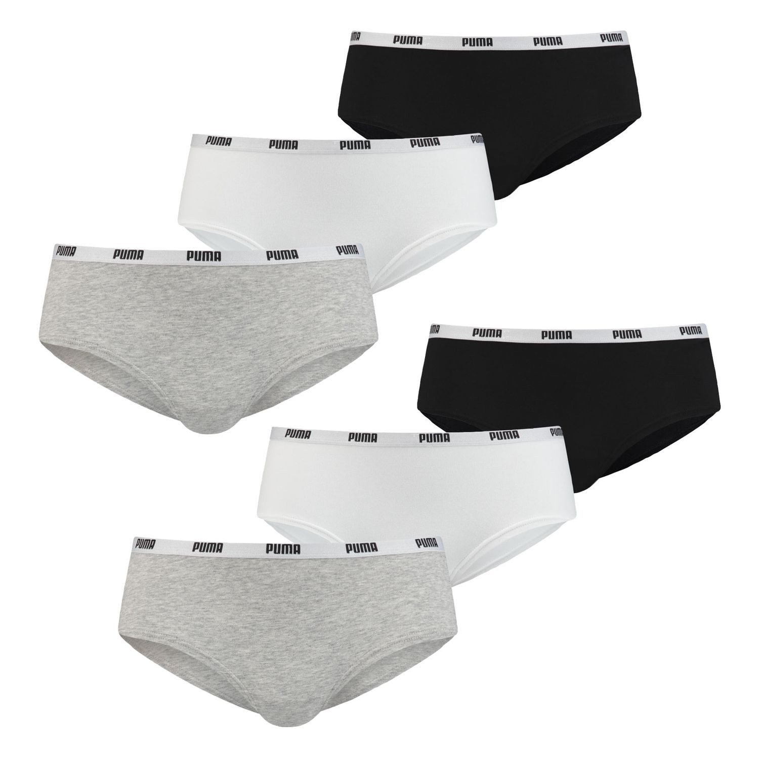 PUMA BODYWEAR Panty Comfort Cotton Stretch (Set, 6-St) Logo-Bund, Low-Rise, 6er Pack